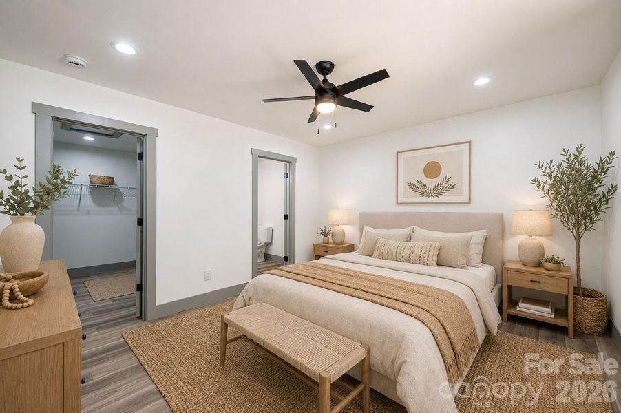 Primary Bedroom virtually staged with furniture placement ideas Primary Bedroom virtually staged with furniture placement ideas