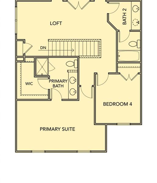 2D floor plan layout for the Wisteria - Single Family by Kerley Family Homes in The View at Groover’s Lake, Lithia Springs, GA (Image 12).