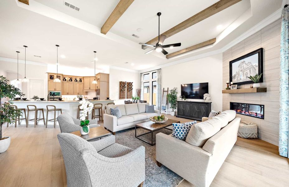 Representative furnished interior of a home built from the 2855 by Ravenna Homes in The Woodlands Hills 65′, Willis (Image 26).