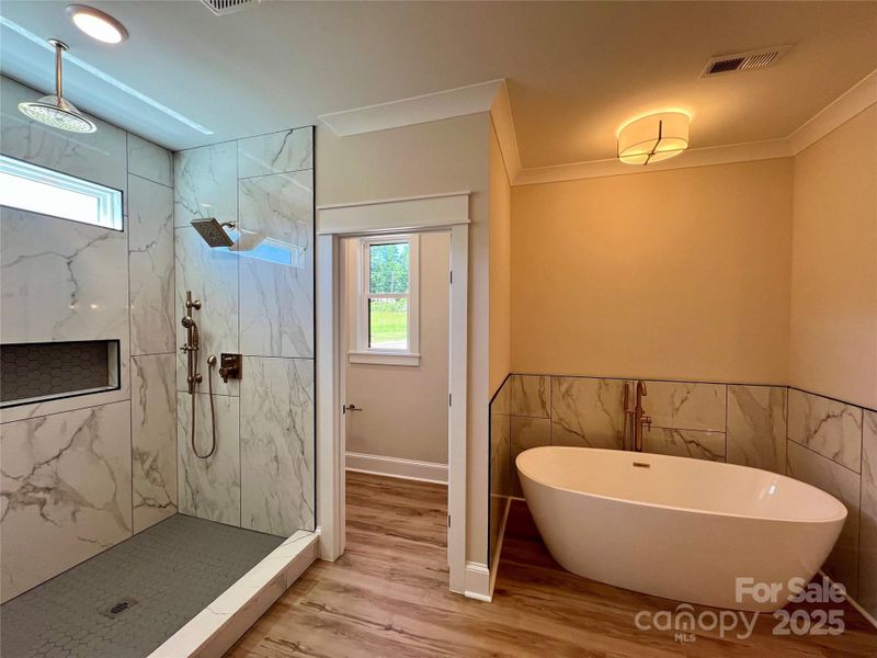 Primary Bath - Shower with multiple heads and soaking tub