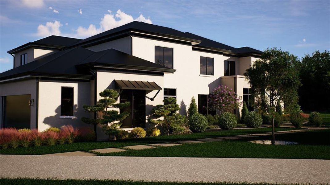 Front exterior of a new home in , Southlake, TX, highlighting curb appeal (Image 1). Front exterior of a new home in , Southlake, TX, highlighting curb appeal (Image 1).
