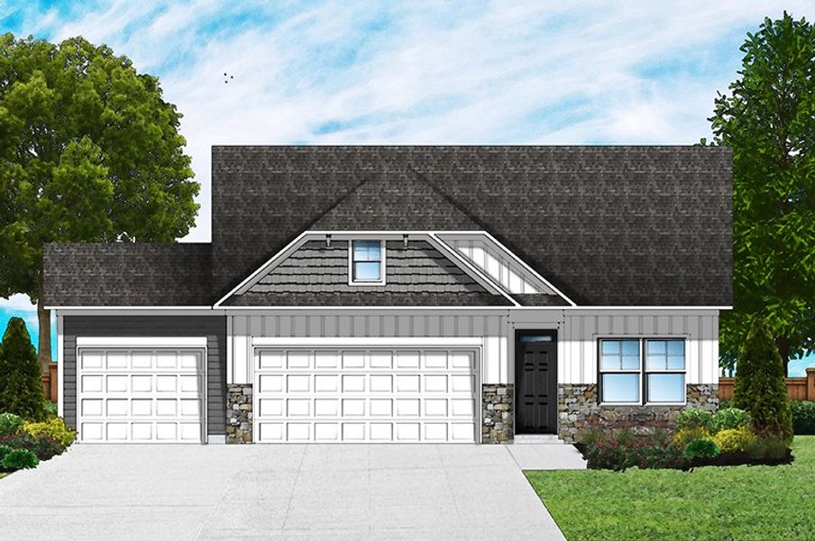 Elevation D - 3rd Car Garage