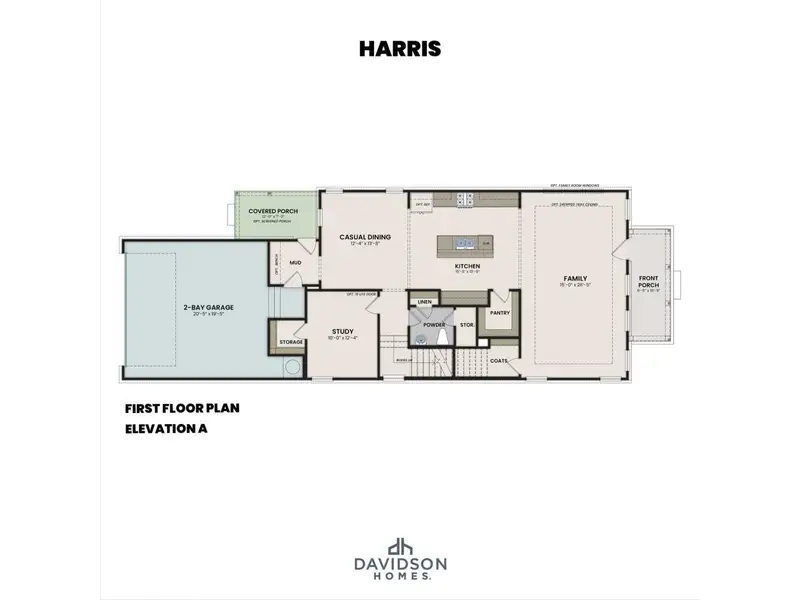 2D floor plan layout for the The Harris A by Davidson Homes LLC in Forestville Yard, Knightdale, NC (Image 3). 2D floor plan layout for the The Harris A by Davidson Homes LLC in Forestville Yard, Knightdale, NC (Image 3).