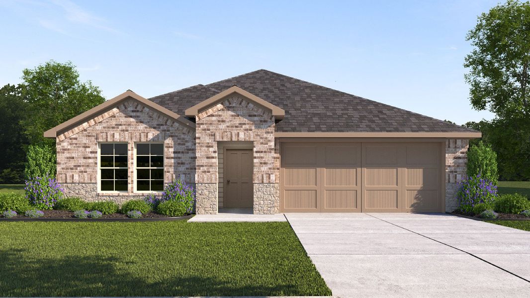 Front exterior of a new home in Viridian, Lubbock, TX, highlighting curb appeal (Image 2).