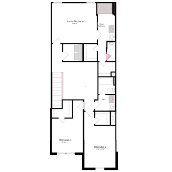 2D floor plan layout of this home in Heartland Townhomes, Heartland, TX (Image 4).