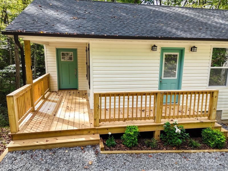 Exterior details and patio area of a home in , Asheville (Image 28).