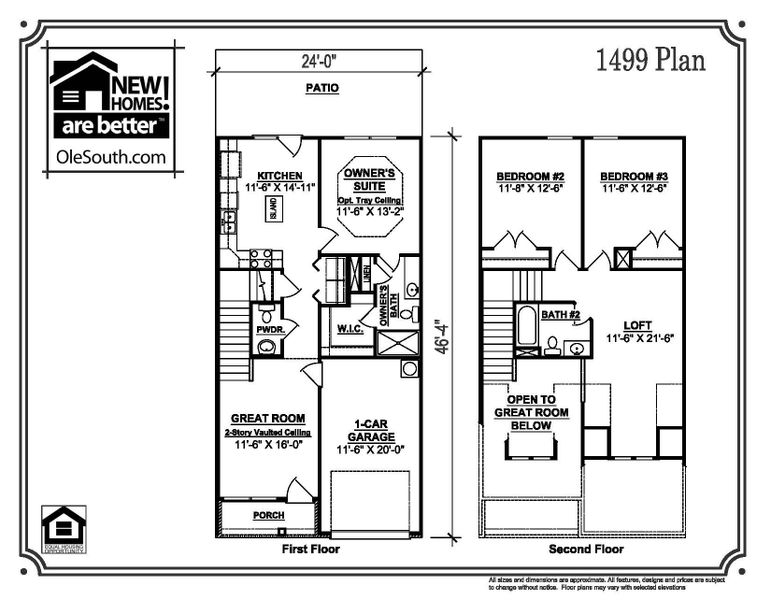 2D floor plan layout for the 1499 Park Place by Ole South in Park Place, Shelbyville, TN (Image 2).