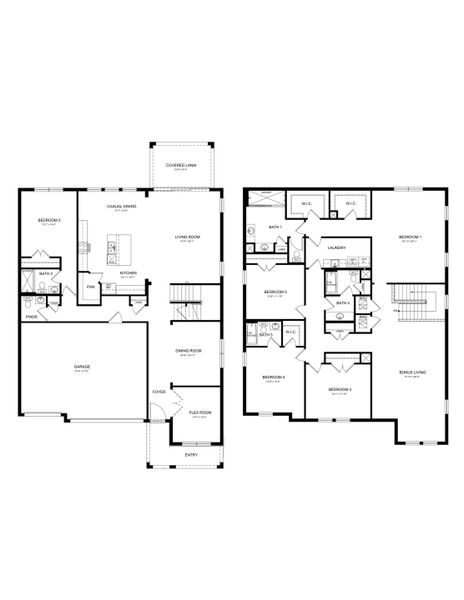 2D floor plan layout for the Torino by D.R. Horton in Hammock at Two Rivers, Zephyrhills, FL (Image 3).