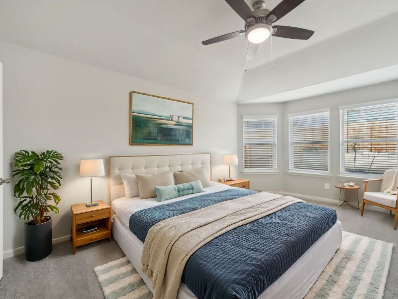 Virtually staged primary suite in the Briscoe floorplan at a Meritage Homes community. Virtually staged primary suite in the Briscoe floorplan at a Meritage Homes community.