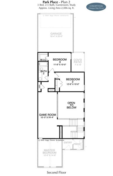 2D floor plan layout for the Park Place by Landon Homes in Fields - East Village, Frisco, TX (Image 4).