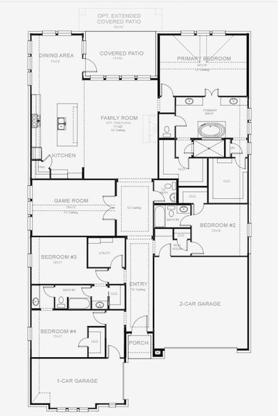 2D floor plan layout for the 2885W by Perry Homes in Two Step Farm 60', Montgomery, TX (Image 4).