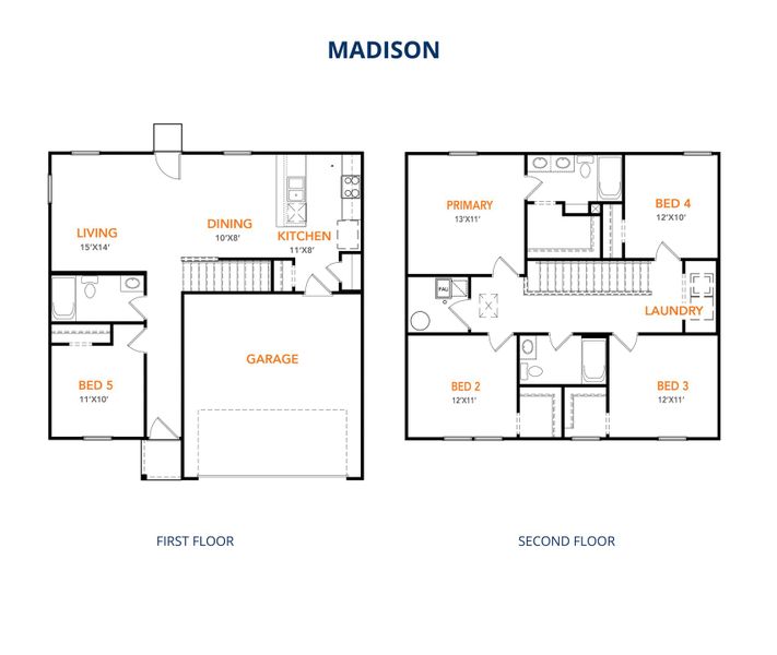 2D floor plan layout of this home in Meadows of Chandler, Chandler, TX (Image 3).