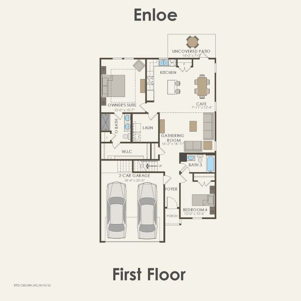 2D floor plan layout for the Enloe by Centex in Ashford Crossing, Princeton, TX (Image 4).