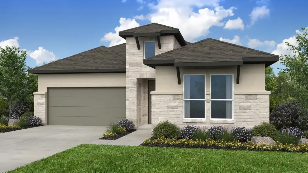 Representative exterior photo of a completed home built from the Guadalupe by Taylor Morrison in Eastwood, Manor, TX (Image 20).