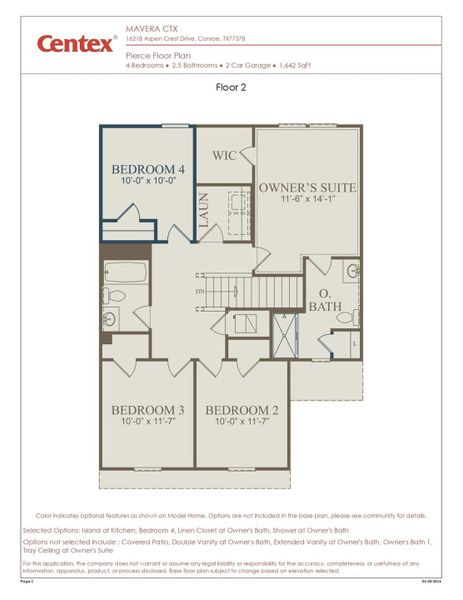 2D floor plan layout of this home in Mavera, Conroe, TX (Image 3).