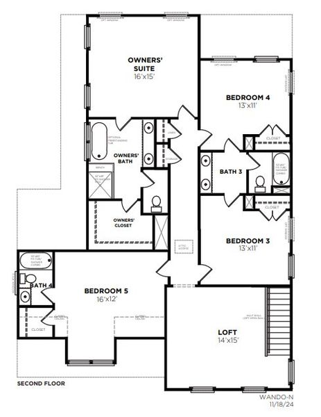 2D floor plan layout for the Wando N by Saussy Burbank in Nexton - Midtown, Summerville, SC (Image 3). 2D floor plan layout for the Wando N by Saussy Burbank in Nexton - Midtown, Summerville, SC (Image 3).