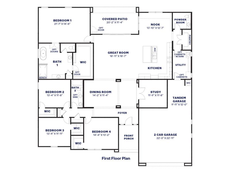 2D floor plan layout of this home in Zanjero Pass, Waddell, AZ (Image 4).