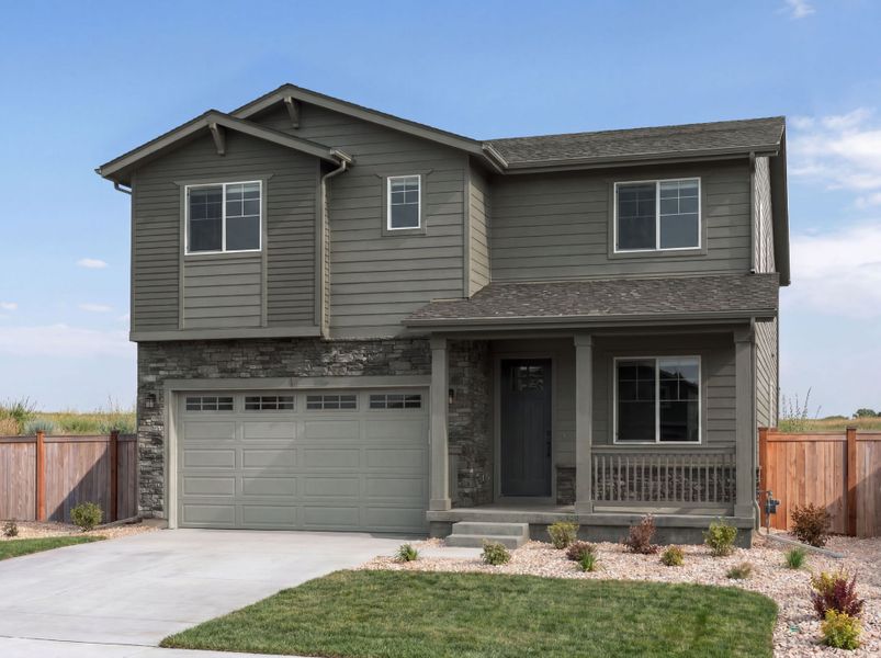 Representative exterior photo of a completed home built from the Firwood by Pulte Homes in Overland Ranch, Aurora, CO (Image 14). Representative exterior photo of a completed home built from the Firwood by Pulte Homes in Overland Ranch, Aurora, CO (Image 14).