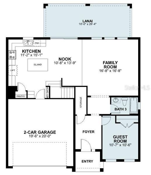 2D floor plan layout of this home in Center Lake on the Park, St. Cloud, FL (Image 4).