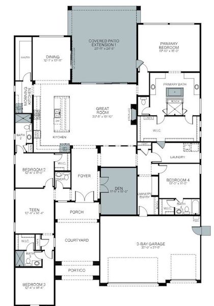 2D floor plan layout of this home in Summit at The Dells, Prescott, AZ (Image 5).