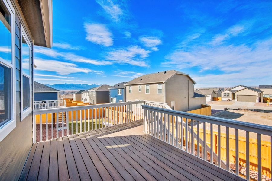 Exterior details and patio area of a home in Ridge at Lorson Ranch, Colorado Springs (Image 4).
