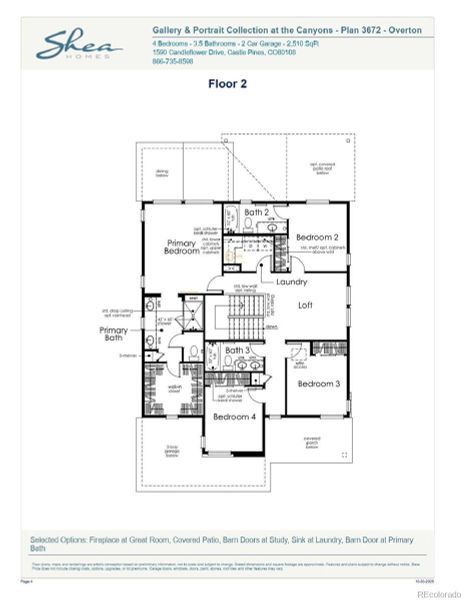 2D floor plan layout of this home in Portrait at The Canyons, Castle Pines, CO (Image 2).