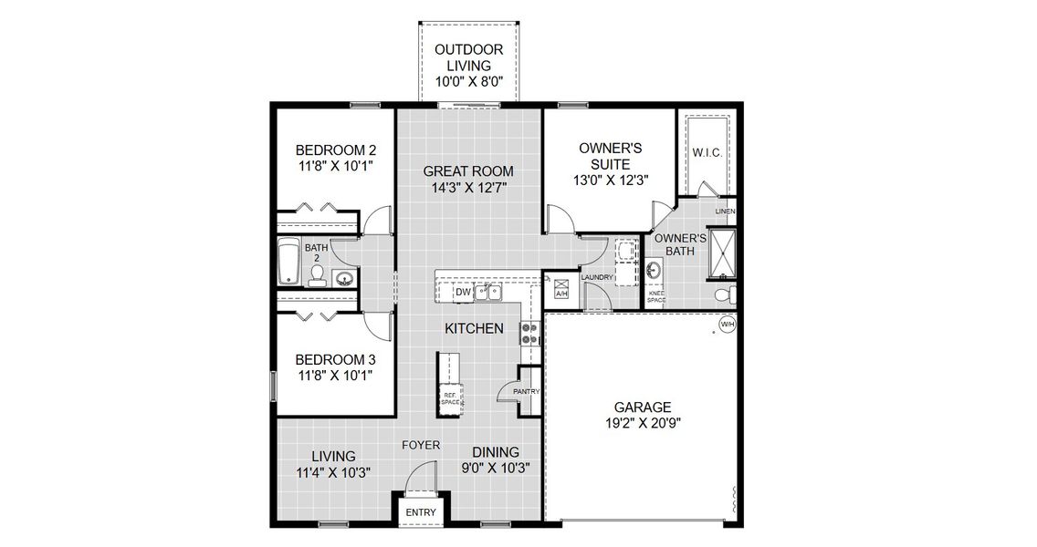 2D floor plan layout for the Foxtail by Holiday Builders in Lehigh Acres, Lehigh Acres, FL (Image 3).