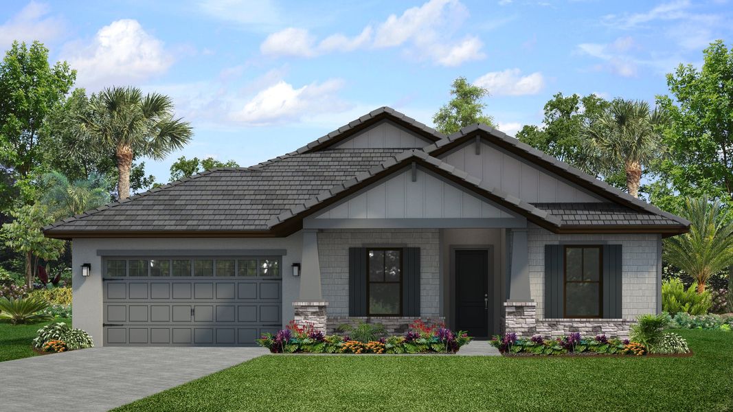 Representative exterior photo of a completed home built from the Catalina by Park Square Residential in Tamarack at Two Rivers, Zephyrhills, FL (Image 5).