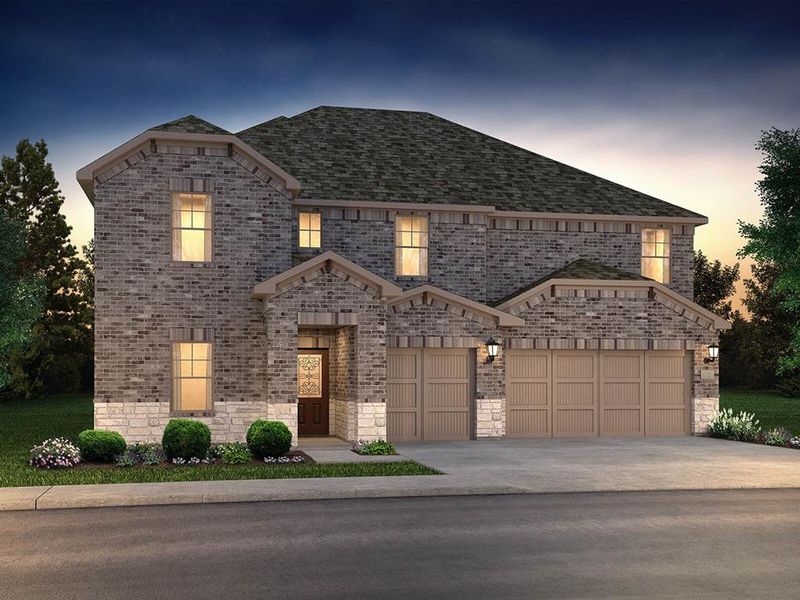 Front exterior of a new home in Lakehaven - Premier Series, Farmersville, TX, highlighting curb appeal (Image 1). Front exterior of a new home in Lakehaven - Premier Series, Farmersville, TX, highlighting curb appeal (Image 1).