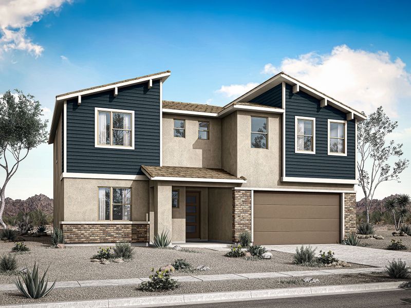 Representative exterior photo of a completed home built from the Quartz by Mattamy Homes in Las Ventanas, Goodyear, AZ (Image 2). Representative exterior photo of a completed home built from the Quartz by Mattamy Homes in Las Ventanas, Goodyear, AZ (Image 2).