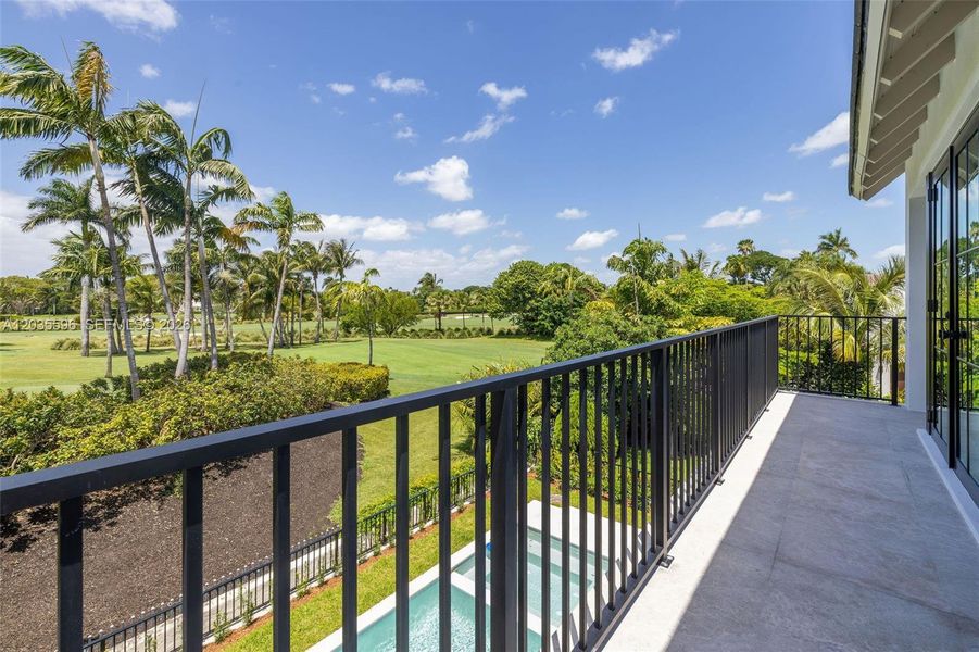 Primary bedroom balcony overlooks gold course Primary bedroom balcony overlooks gold course