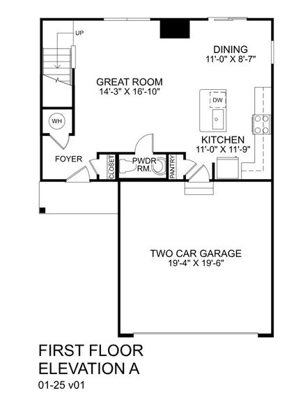 2D floor plan layout for the Iris by Ryan Homes in Stanford Village, Lyman, SC (Image 2).