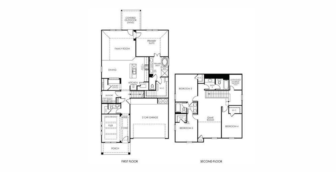 2D floor plan layout of this home in Sundance Cove - Premier Series, Crosby, TX (Image 2). 2D floor plan layout of this home in Sundance Cove - Premier Series, Crosby, TX (Image 2).