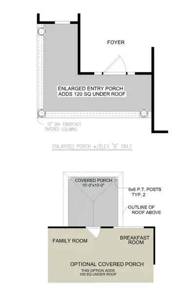 Kiawah – Optional Front and Back Porch Plans