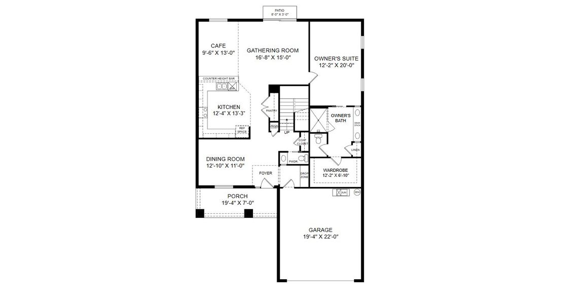 2D floor plan layout for the Wayfair II by Highland Homes of Florida in Sunridge Chase, Ruskin, FL (Image 3).