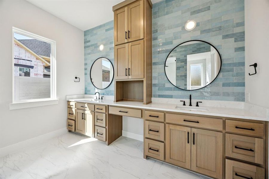 No shortage of space or style in this fabulous owner's bath!