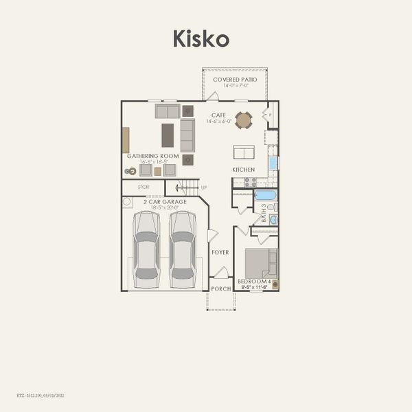 2D floor plan layout for the Kisko by Centex in Cottonwood Creek, Howe, TX (Image 3).