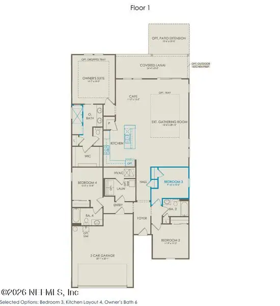2D floor plan layout of this home in Murray Farms, Middleburg, FL (Image 3).