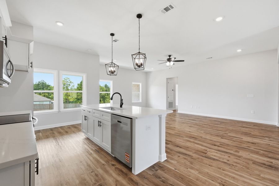Furnished interior view inside a new home in Southern Charm, Crestview (Image 14). Furnished interior view inside a new home in Southern Charm, Crestview (Image 14).