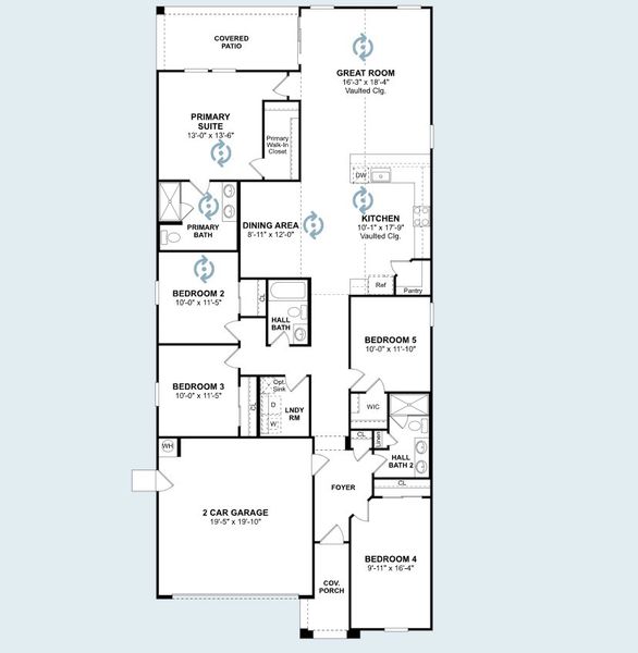 2D floor plan layout for the Orinoco by K. Hovnanian® Homes in Laveen Springs, Laveen, AZ (Image 7). 2D floor plan layout for the Orinoco by K. Hovnanian® Homes in Laveen Springs, Laveen, AZ (Image 7).