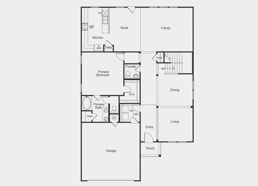 2D floor plan layout for the Plan 2824 by KB Home in Saddlebrook Preserve, Beasley, TX (Image 11).