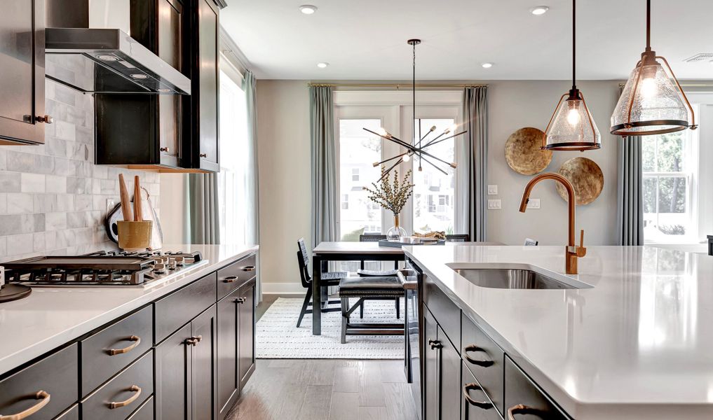 Kitchen overlooking dining area