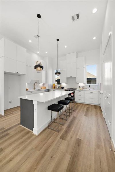 A view back toward your beautiful kitchen and island.