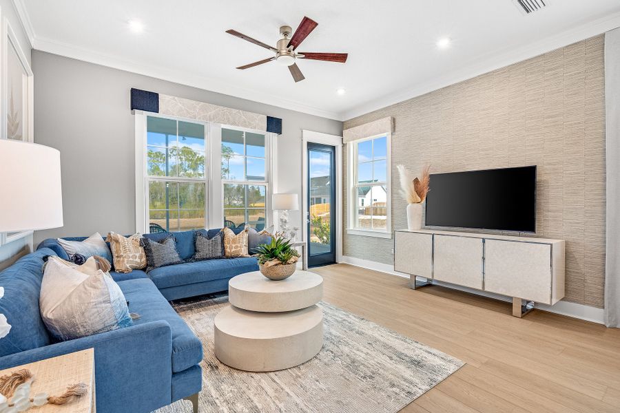 Representative furnished interior of a home built from the Lucas by Fischer Homes in The Villas at Longleaf Park, a Watersound Origins® community, Inlet Beach (Image 13).