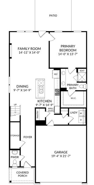2D floor plan layout for the The Yarmouth by Stanley Martin Homes in Croftside Single Family Homes, Powder Springs, GA (Image 3).