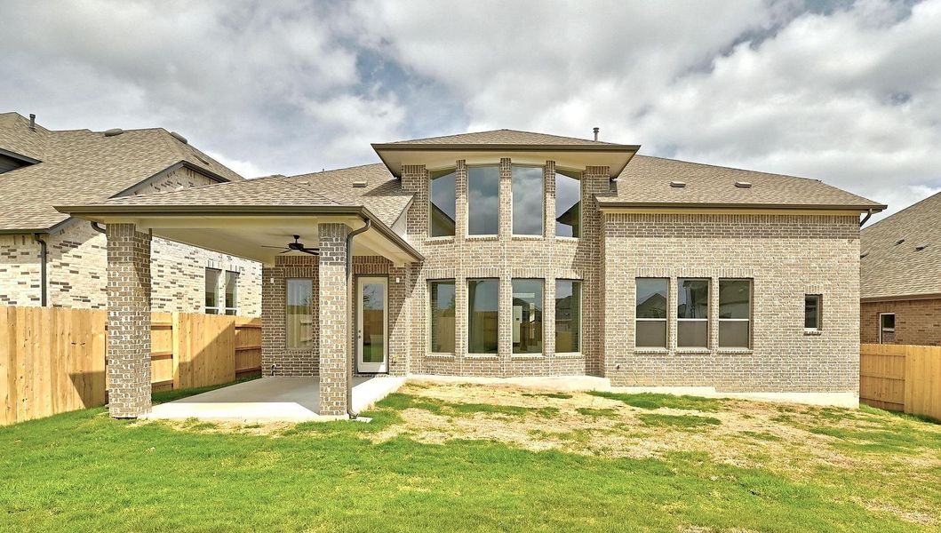 Exterior details and patio area of a home in Flora - 60', Hutto (Image 4).