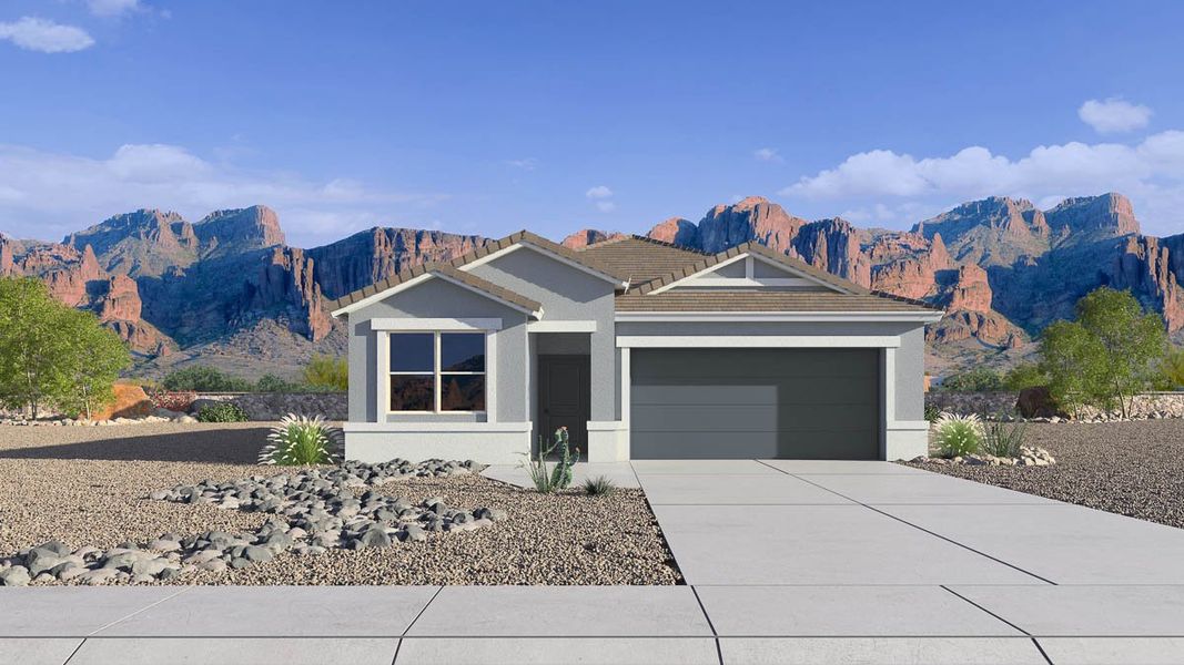 Representative exterior photo of a completed home built from the Swan by D.R. Horton in Magma Ranch Vistas, Florence, AZ (Image 4).
