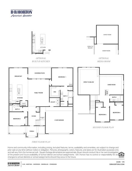 2D floor plan layout for the Denison by D.R. Horton in Westland Ranch 60' Homesites, League City, TX (Image 4).