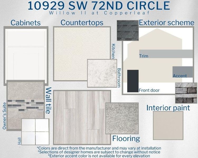 Willow II - Colors for this home Willow II - Colors for this home