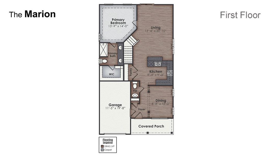 2D floor plan layout of this home in Indigo Preserve Townhomes, Leland, NC (Image 2). 2D floor plan layout of this home in Indigo Preserve Townhomes, Leland, NC (Image 2).